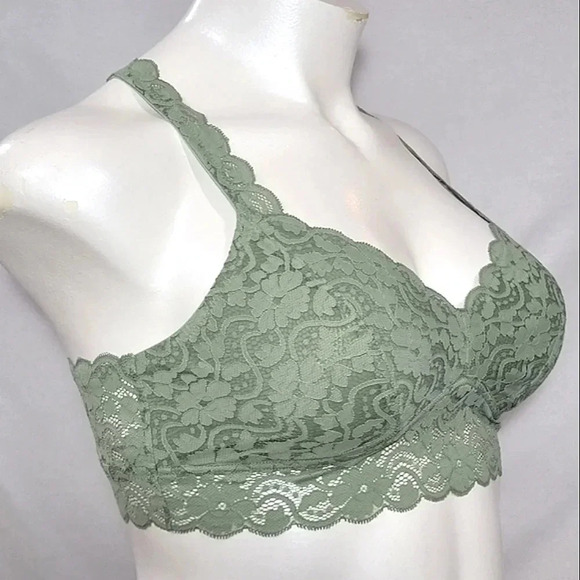 XL X-LARGE Xhilaration Lace Crossback Wire Free Bra Bralette Pioneer Sage Green - Picture 3 of 7